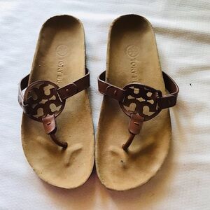 Tory Burch Brown Leather Sandals with Cutout Design